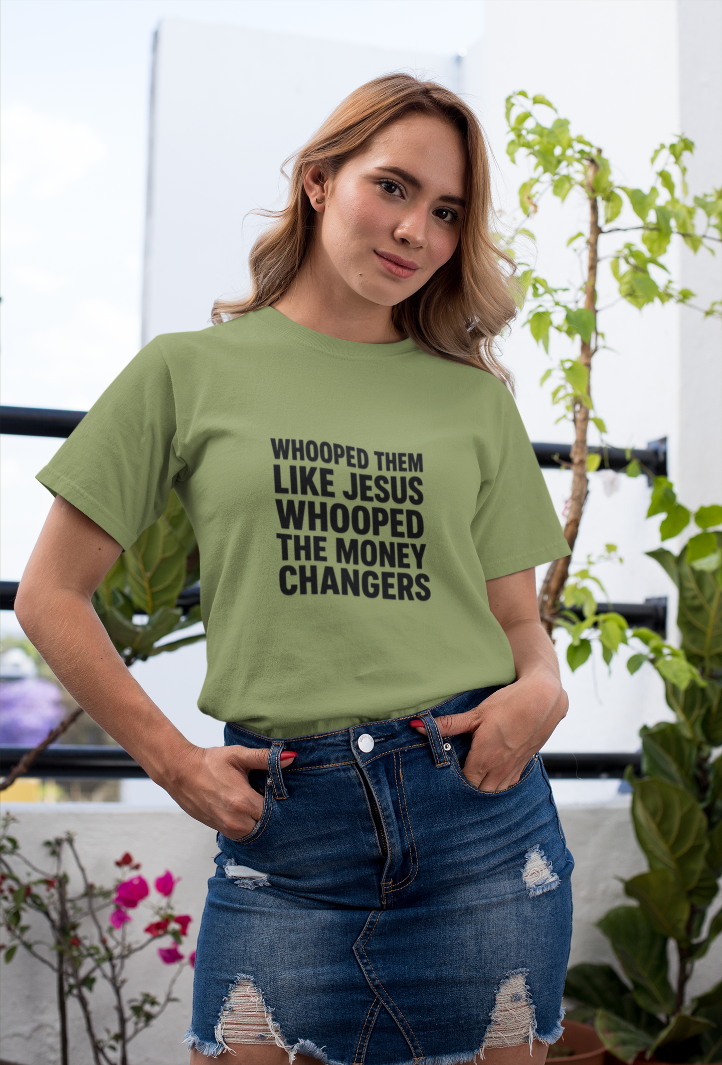 Biblical Humor Tee: Whooped Them Like Jesus - Funny Unisex Cotton T-Shirt for Bible Lovers, Gifts, Easter, Church Events, Casual Wear