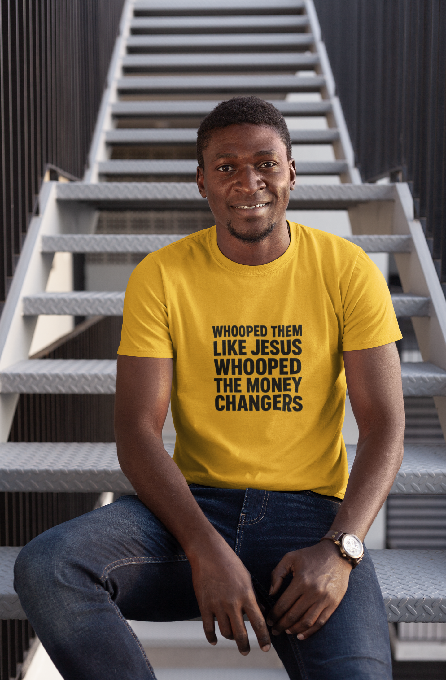 Biblical Humor Tee: Whooped Them Like Jesus - Funny Unisex Cotton T-Shirt for Bible Lovers, Gifts, Easter, Church Events, Casual Wear