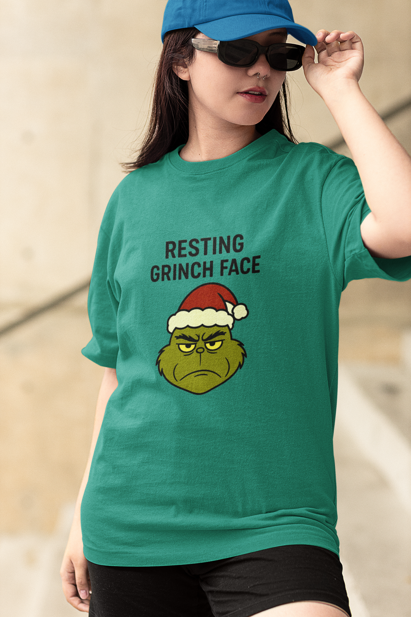 Resting Grinch Face Unisex Heavy Cotton Tee - Perfect Holiday Humor Shirt