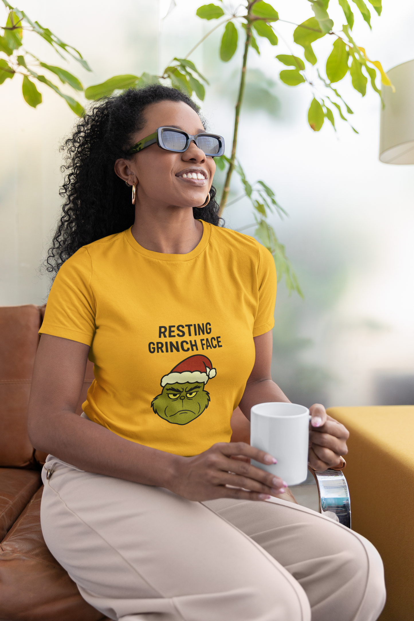 Resting Grinch Face Unisex Heavy Cotton Tee - Perfect Holiday Humor Shirt