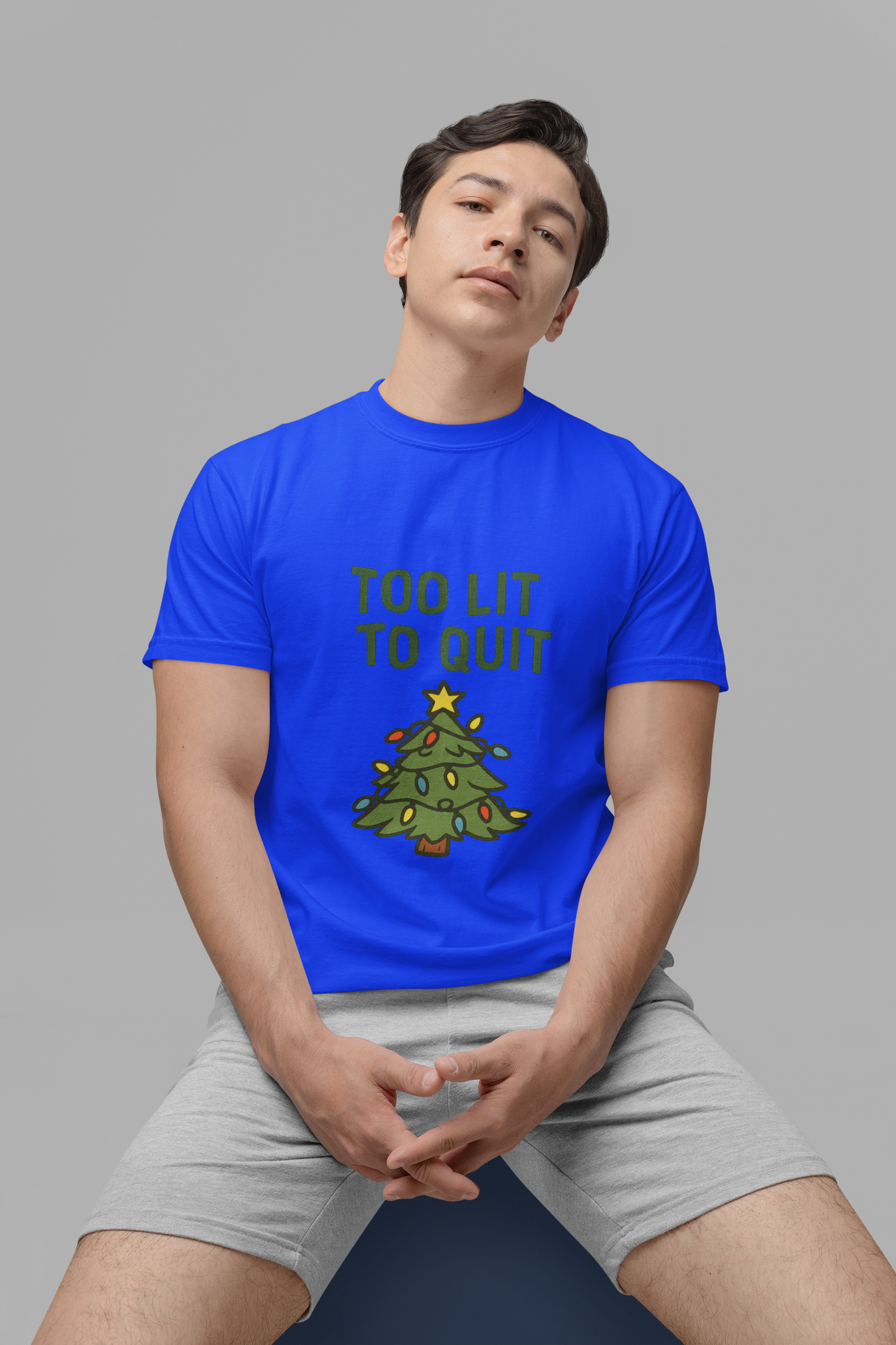 Too Lit to Quit Christmas Tee