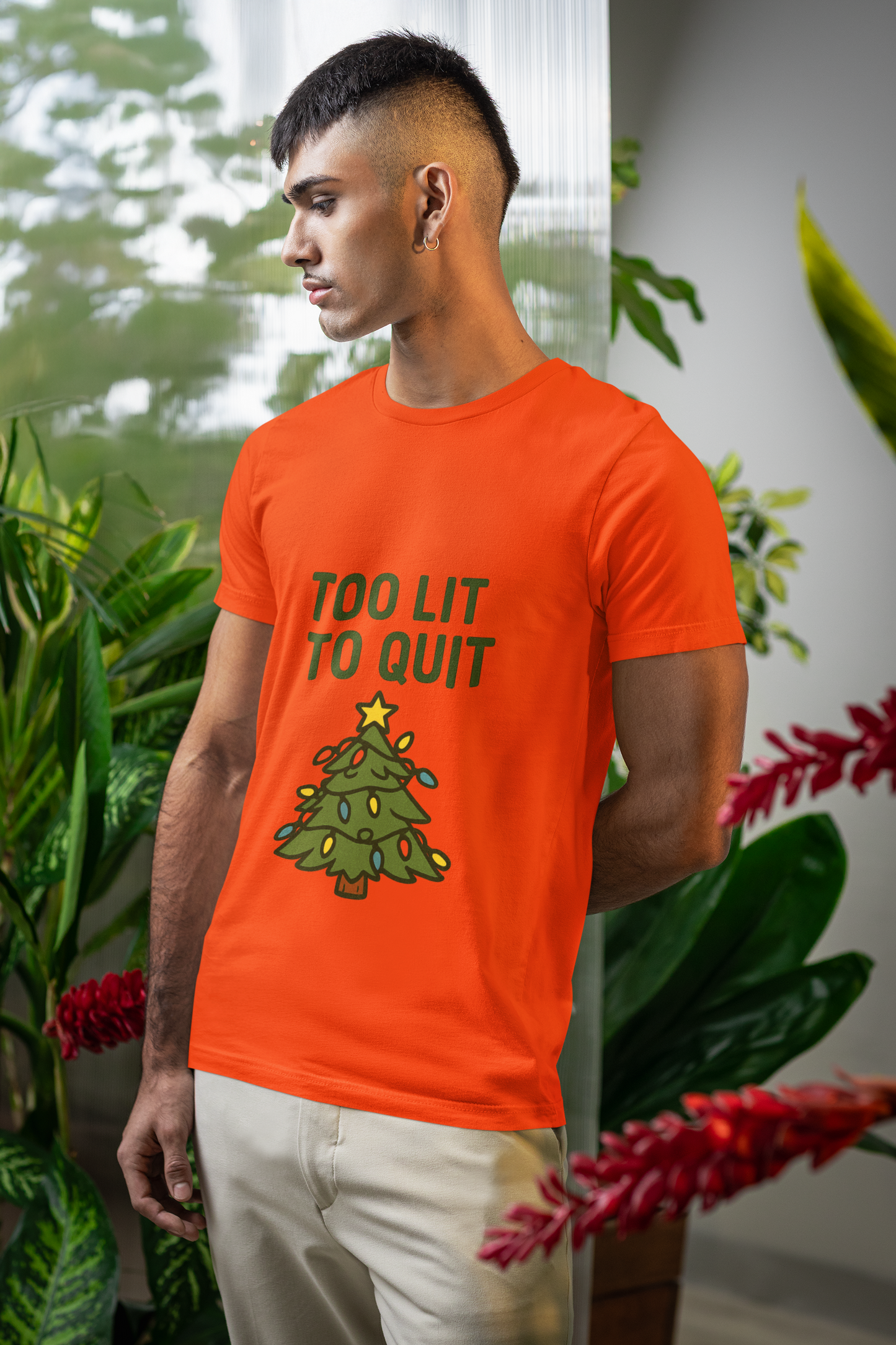 Too Lit to Quit Christmas Tee