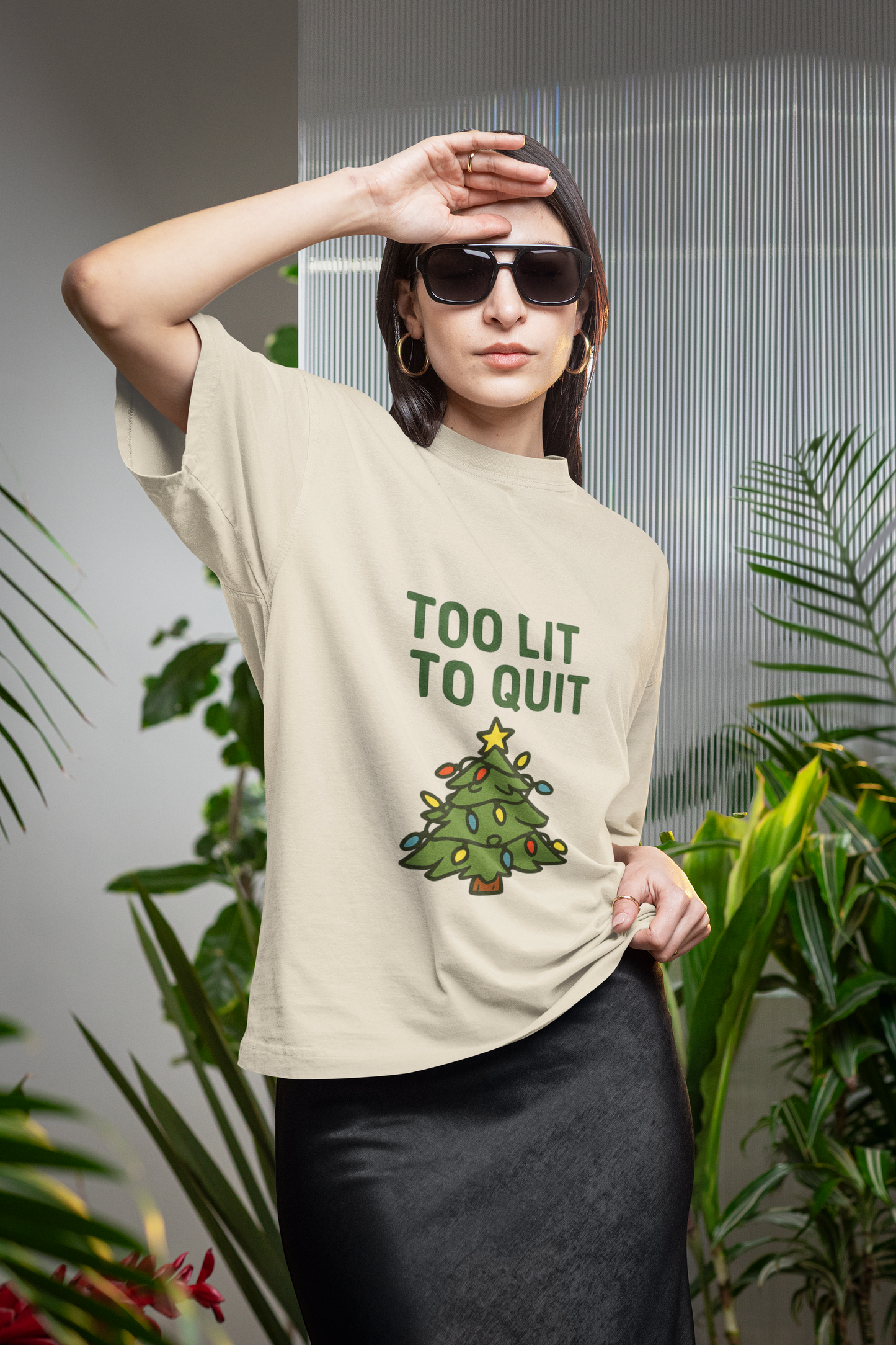 Too Lit to Quit Christmas Tee