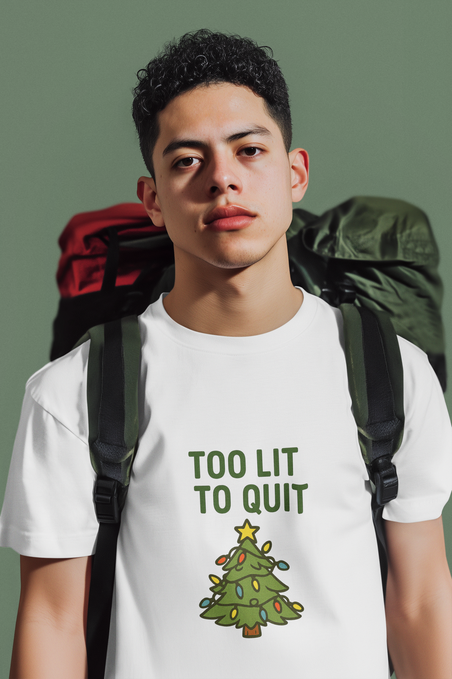 Too Lit to Quit Christmas Tee