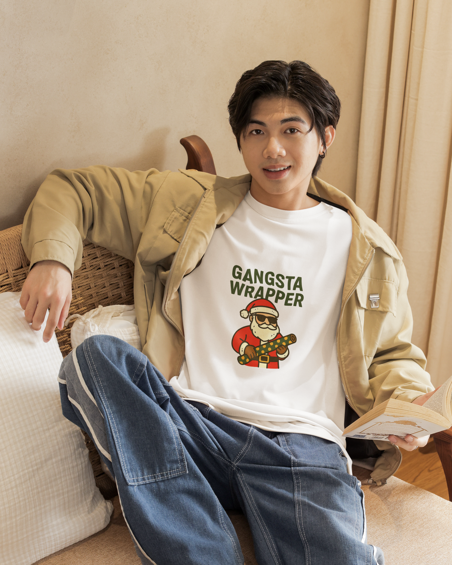 Gangsta Wrapper Unisex Cotton Tee - Fun Holiday T-Shirt for Christmas Celebrations