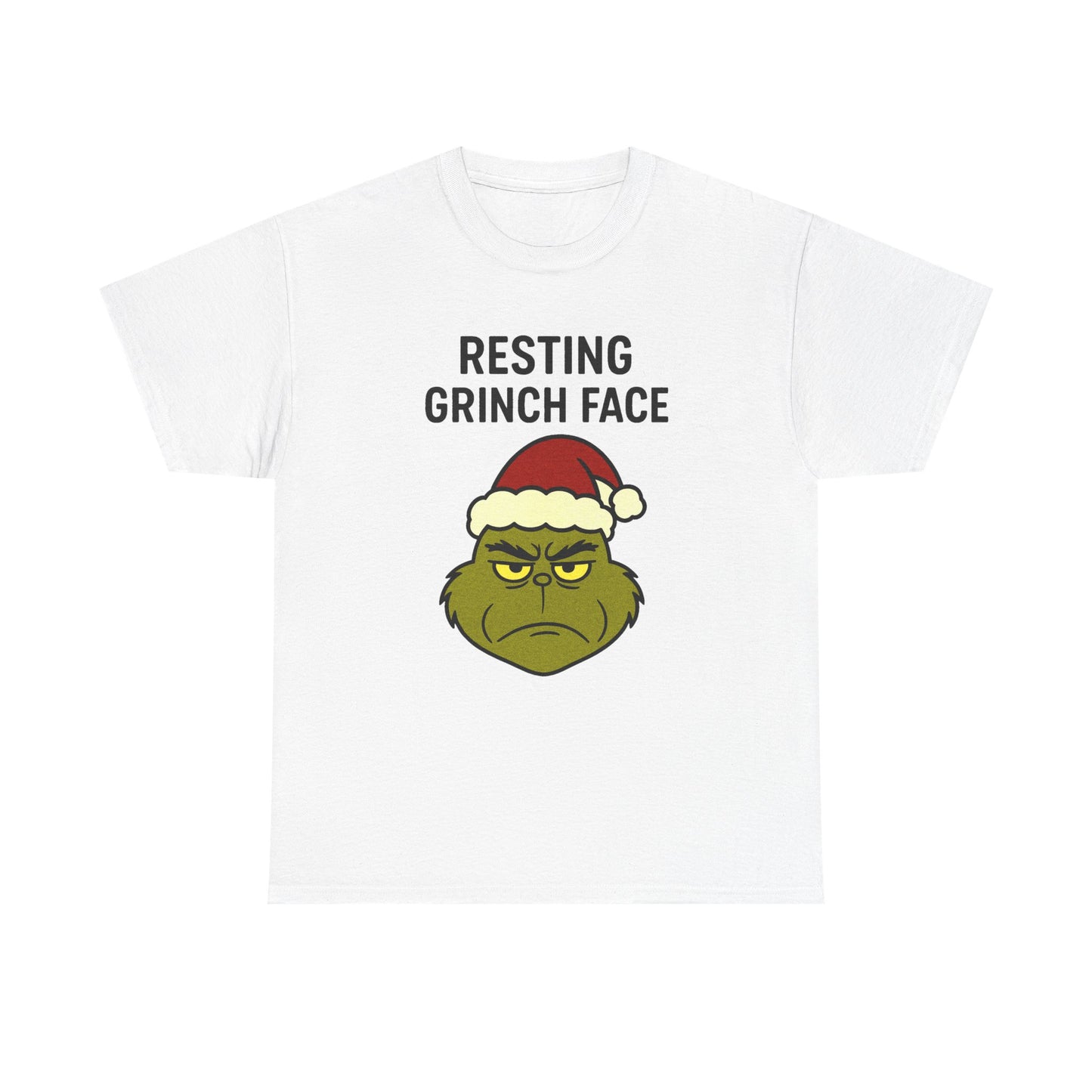 Resting Grinch Face Unisex Heavy Cotton Tee - Perfect Holiday Humor Shirt