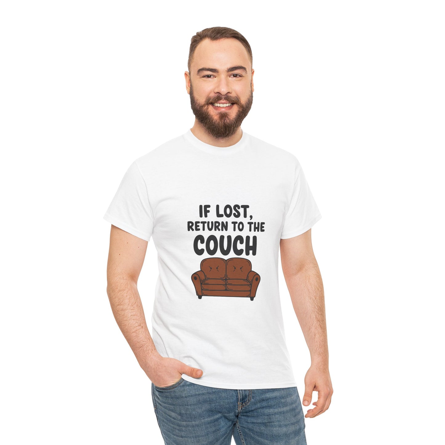 Funny Couch Tee, Unisex Heavy Cotton Tee, Comfort Shirt for Homebodies, Perfect Gift for Couch Lovers, Casual Wear, Quirky Shirt