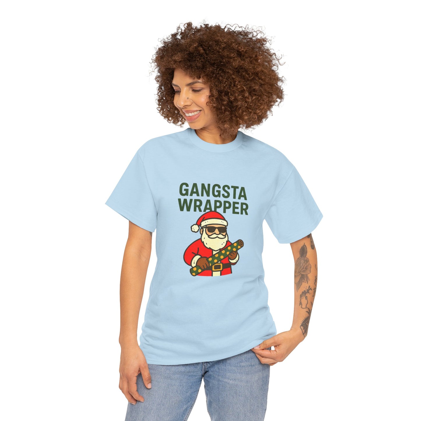 Gangsta Wrapper Unisex Cotton Tee - Fun Holiday T-Shirt for Christmas Celebrations