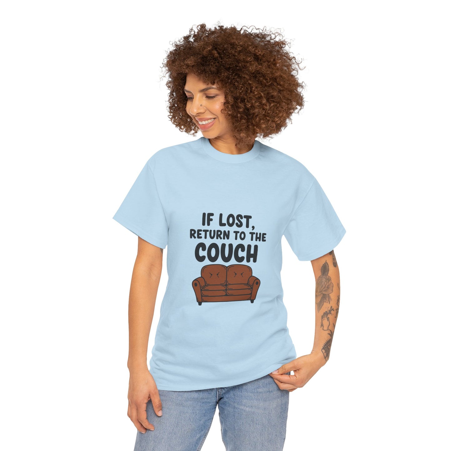 Funny Couch Tee, Unisex Heavy Cotton Tee, Comfort Shirt for Homebodies, Perfect Gift for Couch Lovers, Casual Wear, Quirky Shirt