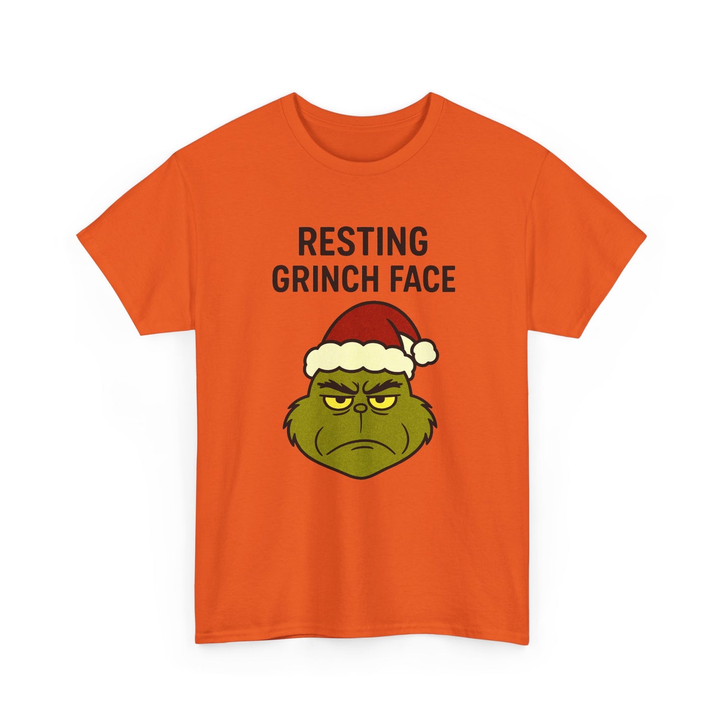 Resting Grinch Face Unisex Heavy Cotton Tee - Perfect Holiday Humor Shirt