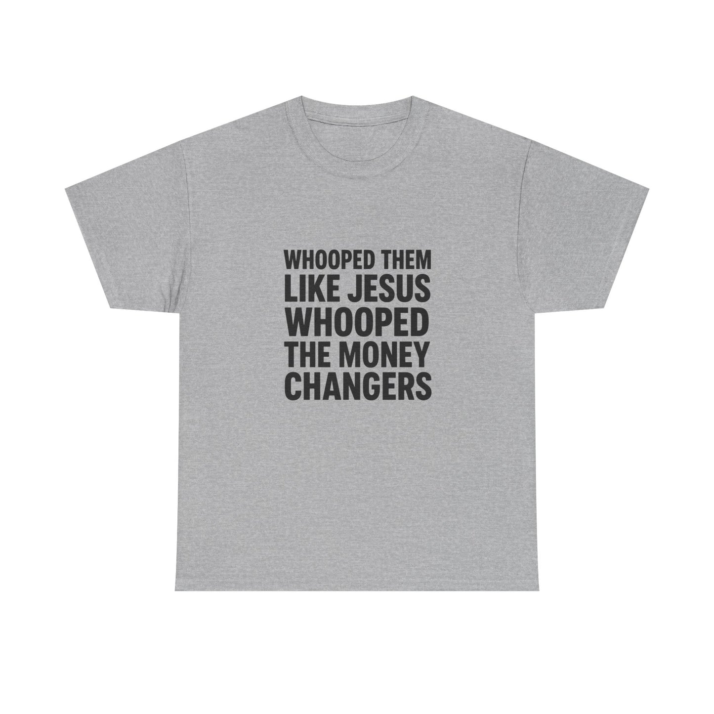 Biblical Humor Tee: Whooped Them Like Jesus - Funny Unisex Cotton T-Shirt for Bible Lovers, Gifts, Easter, Church Events, Casual Wear