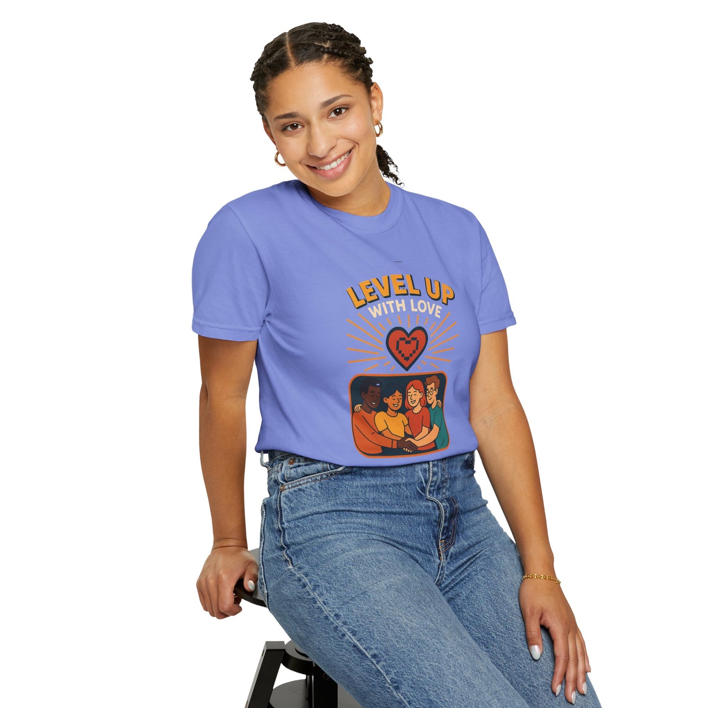 Level Up With Love T-Shirt, Vintage Style Tee, Unisex Casual Wear, Perfect Gift for Friends, Everyday Comfort Shirt