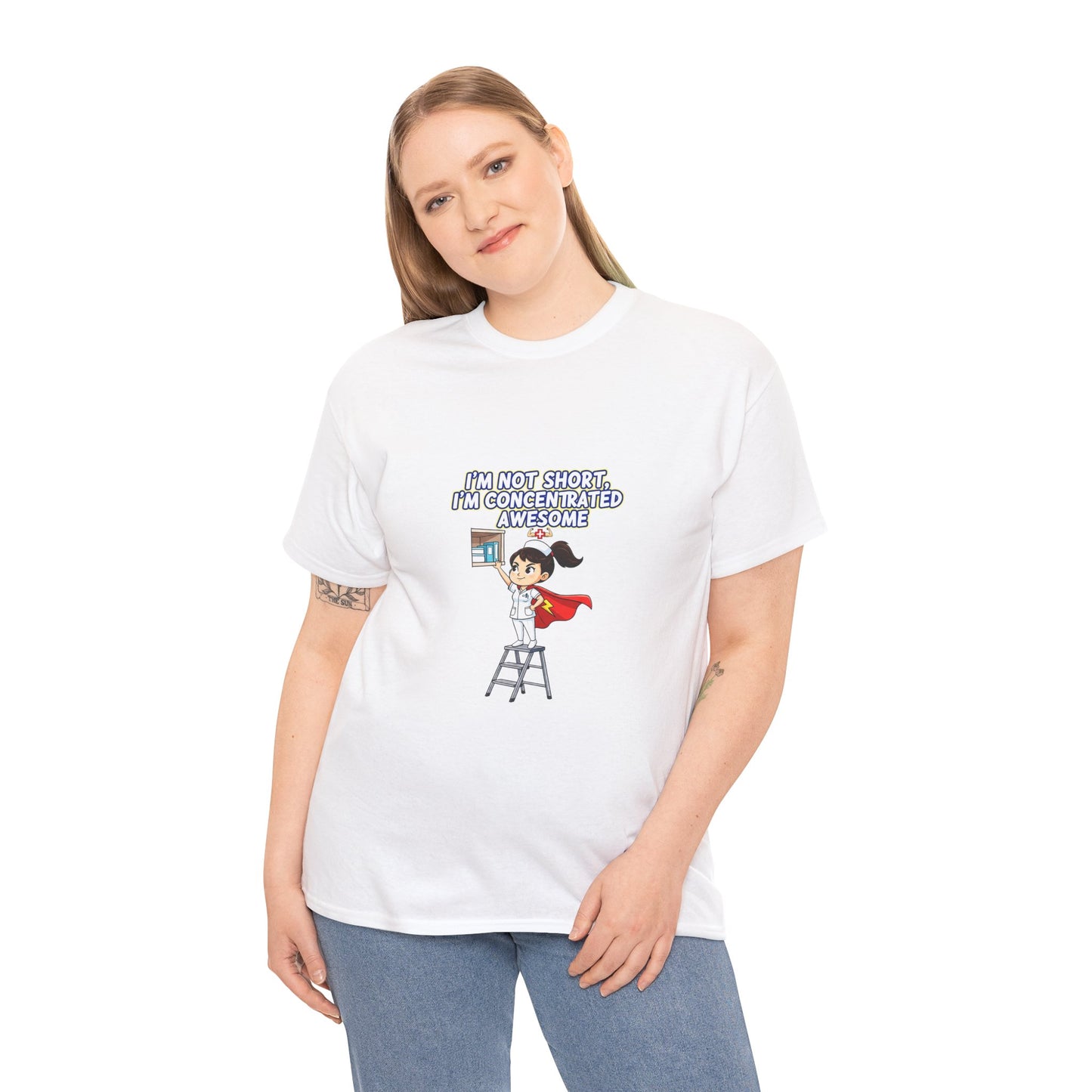 Superhero Motivation Tee - I'm Not Short, I'm Concentrated Awesome! | Unisex Heavy Cotton Shirt, Gift for Nurses, Daily Wear