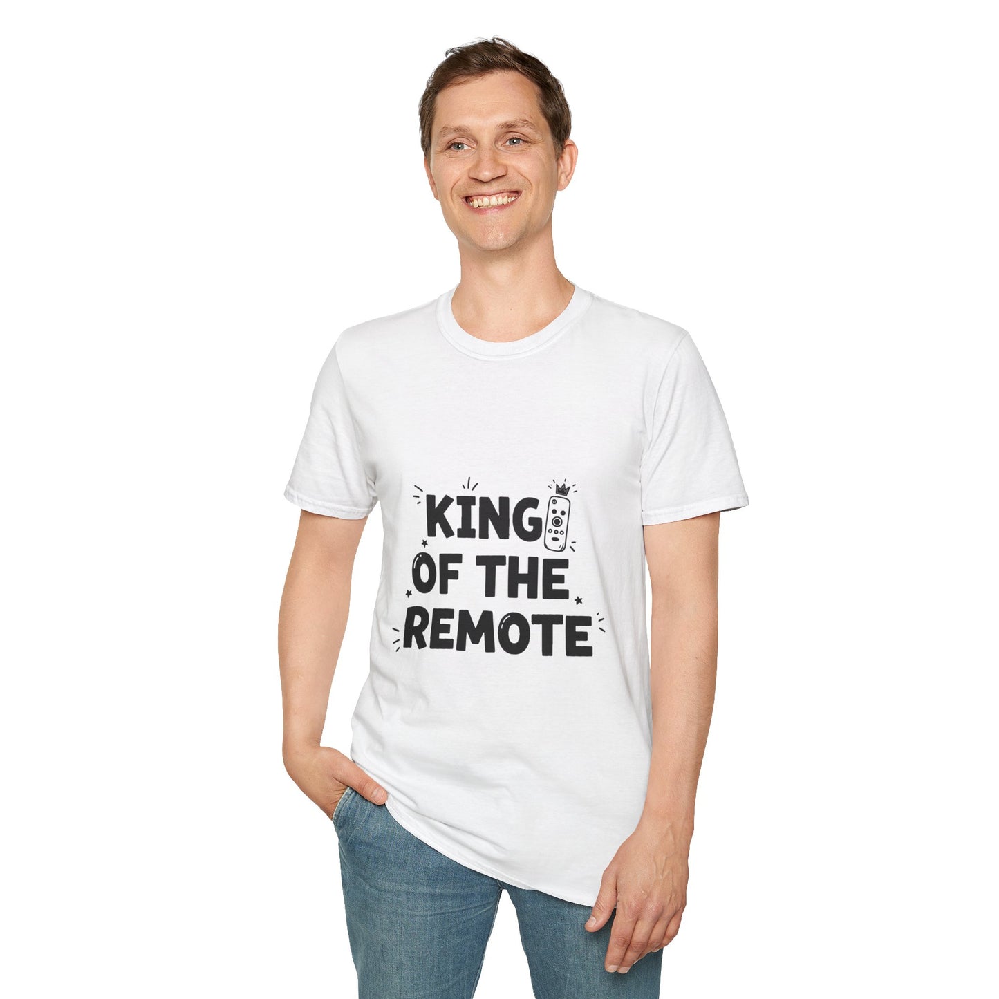 Funny King of the Remote Unisex T-Shirt | Gift for Dads, TV Lovers, Birthday Celebration, Relaxed Fit, Casual Wear