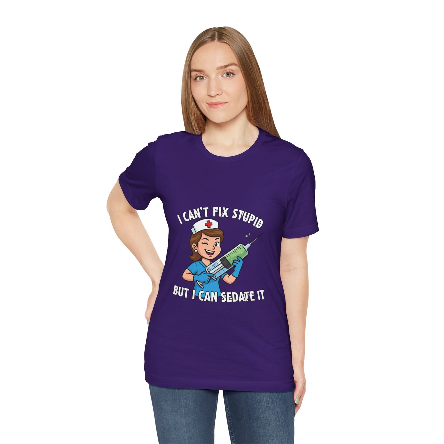 Funny Nurse Tee, I Can't Fix Stupid Shirt, Gift for Nurses, Medical Humor T-Shirt, Healthcare Apparel, Nursing Student Gift