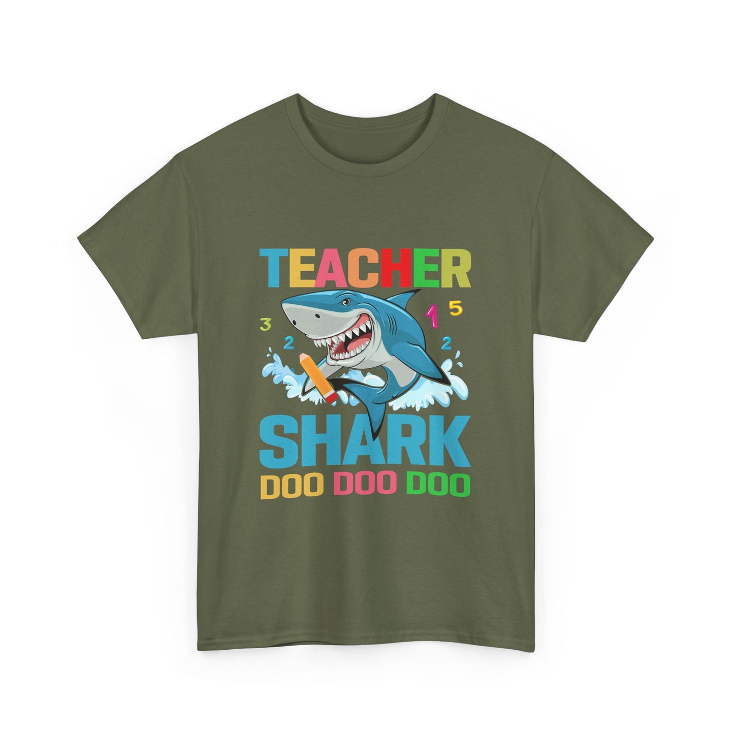 Teacher Shark Unisex Heavy Cotton Tee - Fun Gift for Educators, Back to School, Teacher Appreciation, Shark Lover, Graphic Tee
