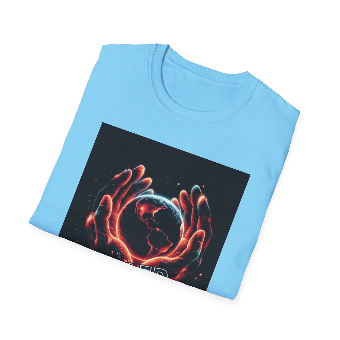 Cradled by Infinity T-Shirt, Cosmic Graphic Tee, Unisex Softstyle Shirt, Gift for Space Lovers, Fun Casual Wear, Summer Outfit