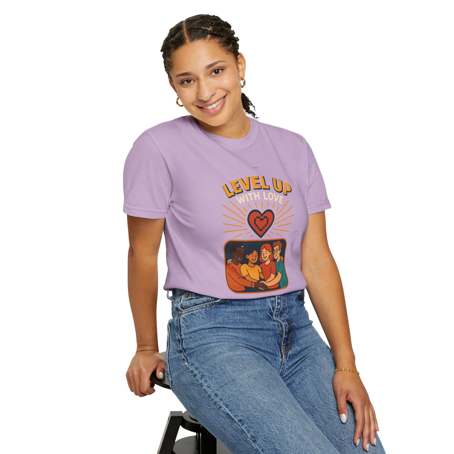 Level Up With Love T-Shirt, Vintage Style Tee, Unisex Casual Wear, Perfect Gift for Friends, Everyday Comfort Shirt
