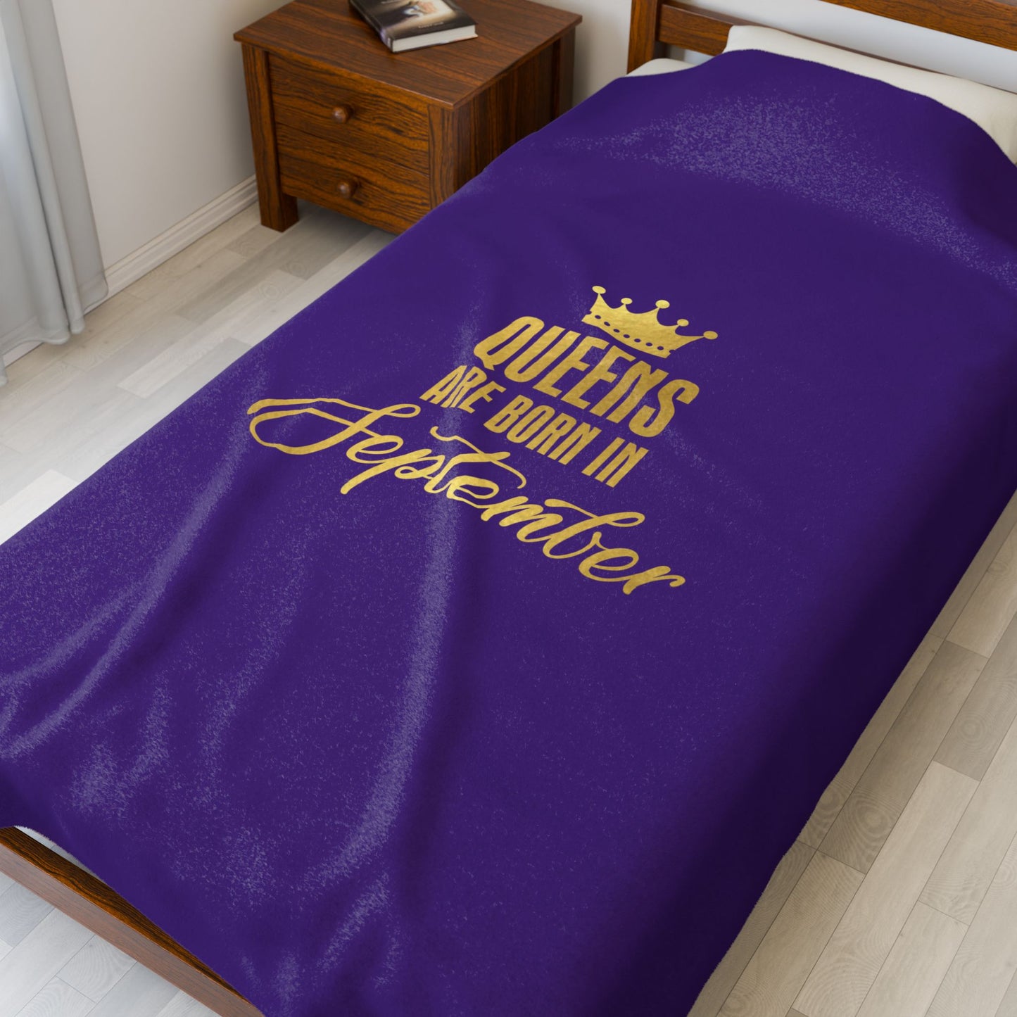 Queens are born in September  Velveteen Plush Blanket, Cozy Gift for Birthdays and Celebrations, Soft Home Decor, Stylish Lounge Accessory, [...]