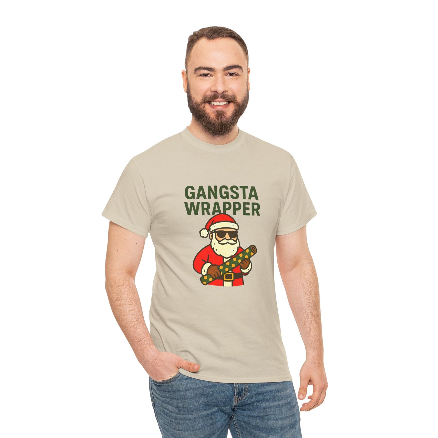 Gangsta Wrapper Unisex Cotton Tee - Fun Holiday T-Shirt for Christmas Celebrations
