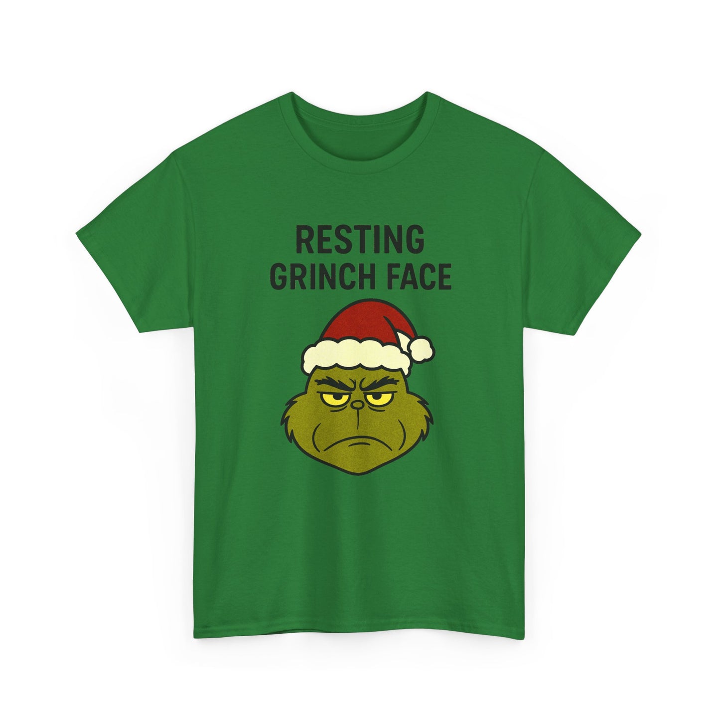 Resting Grinch Face Unisex Heavy Cotton Tee - Perfect Holiday Humor Shirt