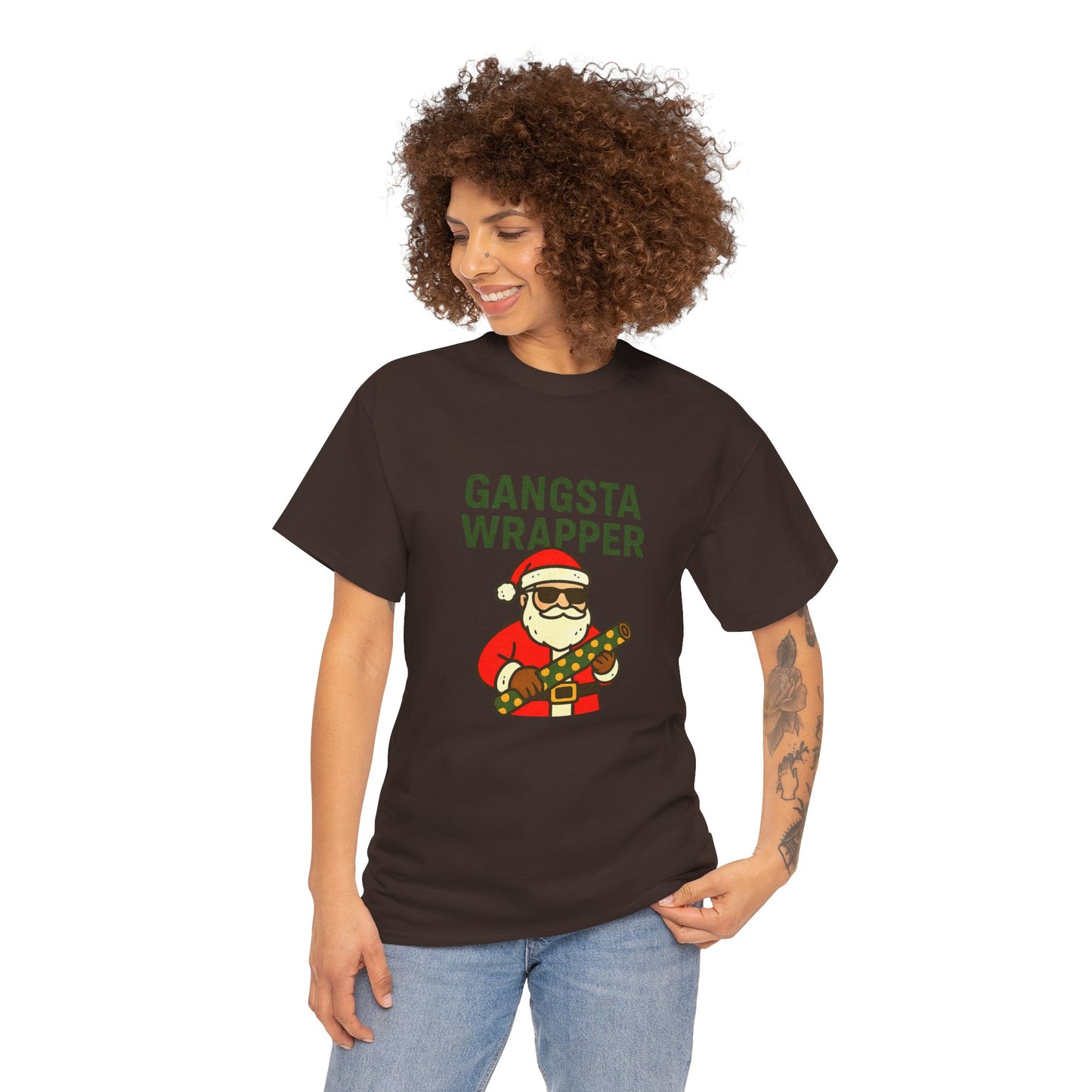 Gangsta Wrapper Unisex Cotton Tee - Fun Holiday T-Shirt for Christmas Celebrations
