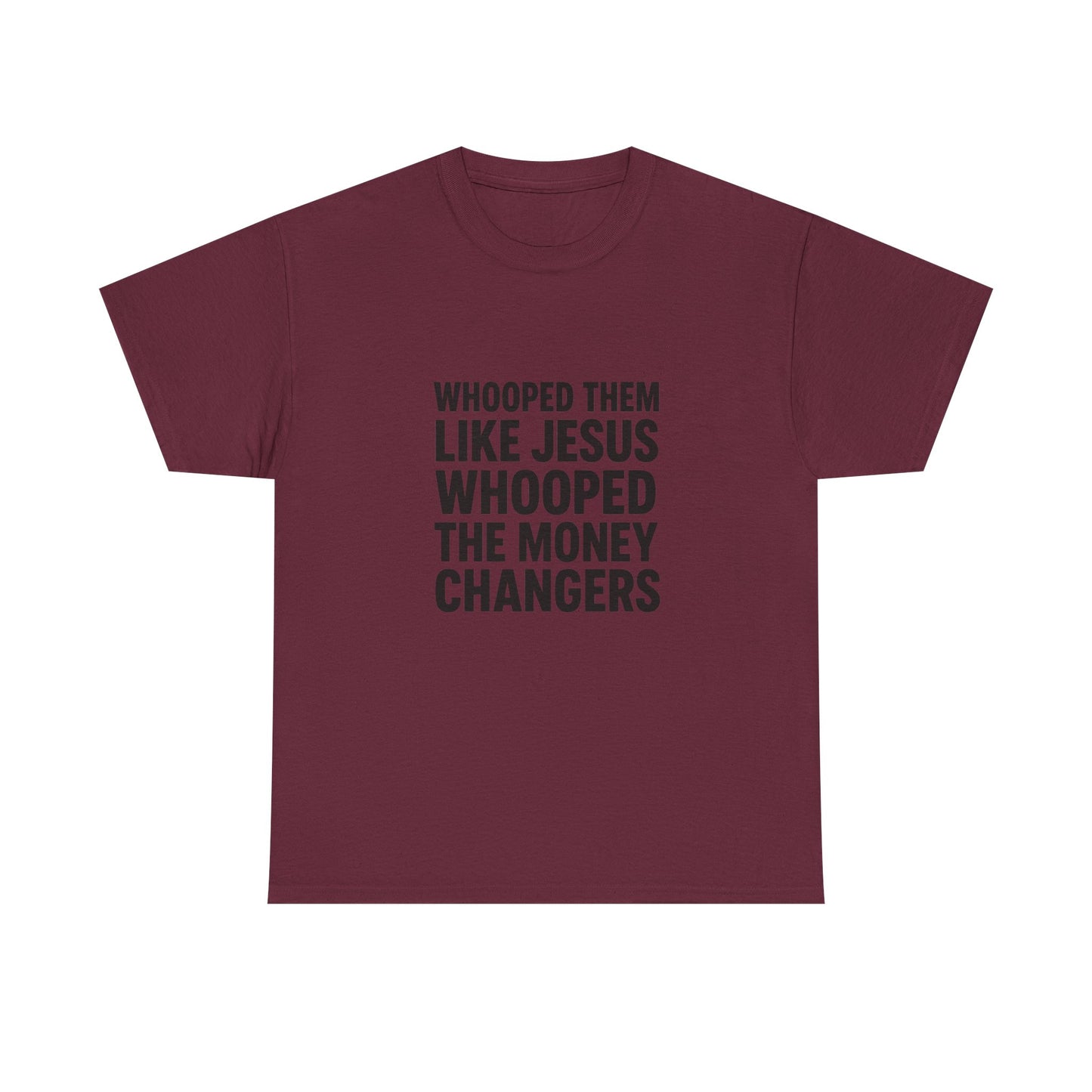 Biblical Humor Tee: Whooped Them Like Jesus - Funny Unisex Cotton T-Shirt for Bible Lovers, Gifts, Easter, Church Events, Casual Wear