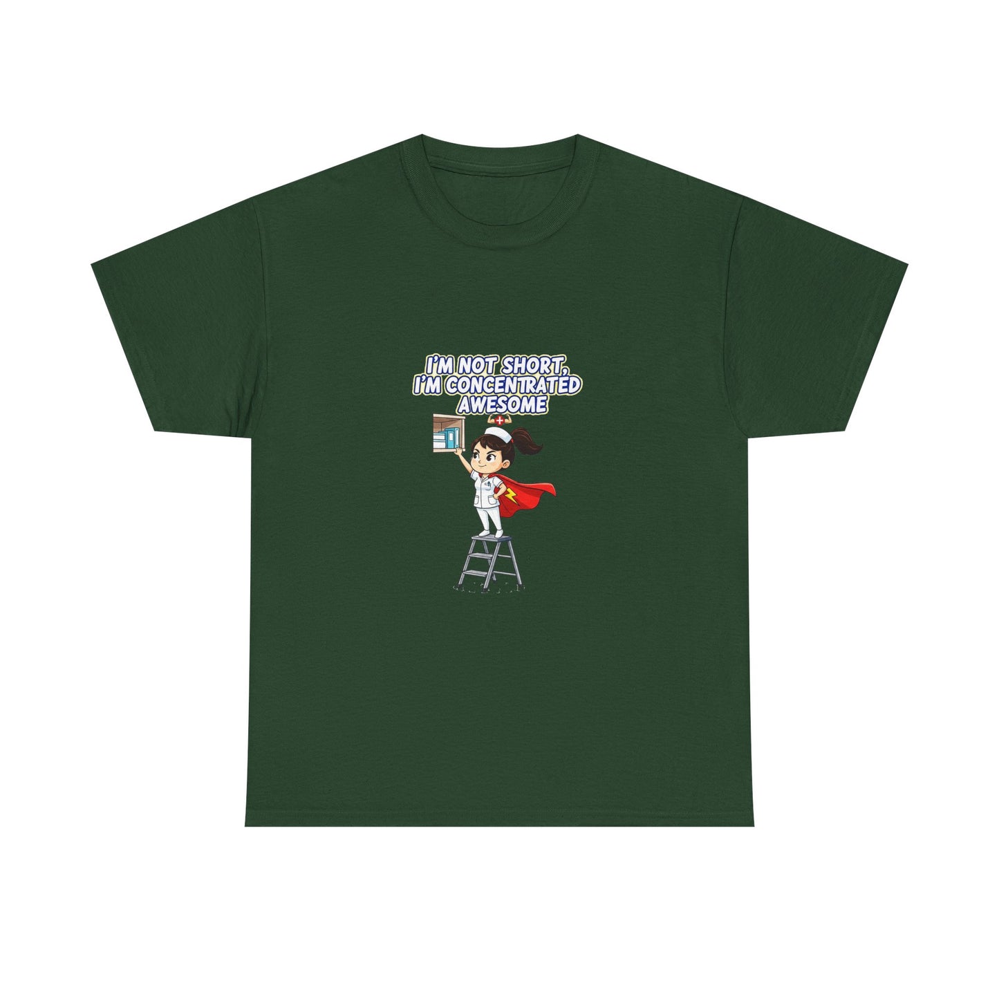 Superhero Motivation Tee - I'm Not Short, I'm Concentrated Awesome! | Unisex Heavy Cotton Shirt, Gift for Nurses, Daily Wear