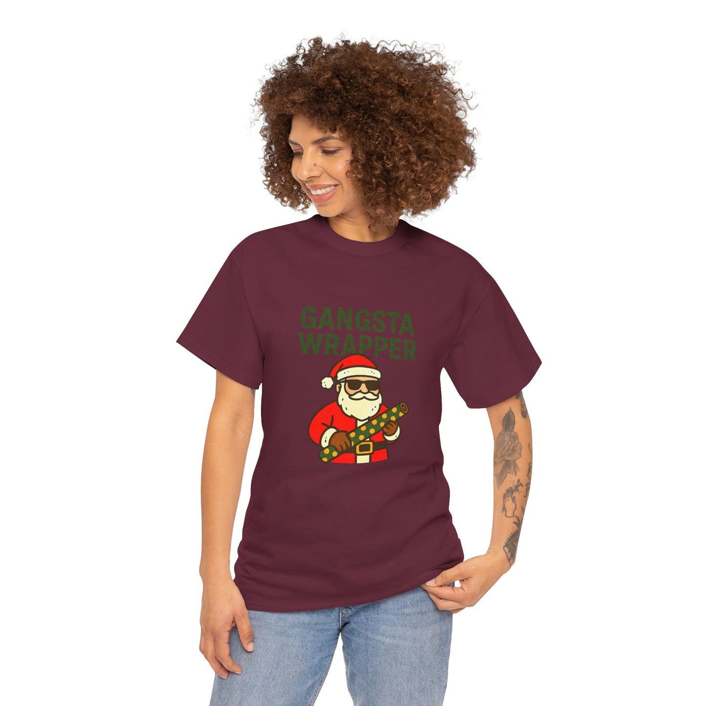 Gangsta Wrapper Unisex Cotton Tee - Fun Holiday T-Shirt for Christmas Celebrations