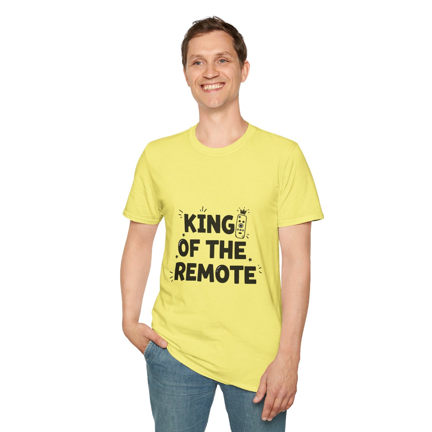 Funny King of the Remote Unisex T-Shirt | Gift for Dads, TV Lovers, Birthday Celebration, Relaxed Fit, Casual Wear