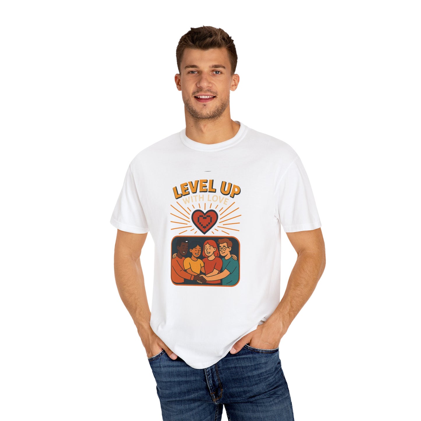 Level Up With Love T-Shirt, Vintage Style Tee, Unisex Casual Wear, Perfect Gift for Friends, Everyday Comfort Shirt