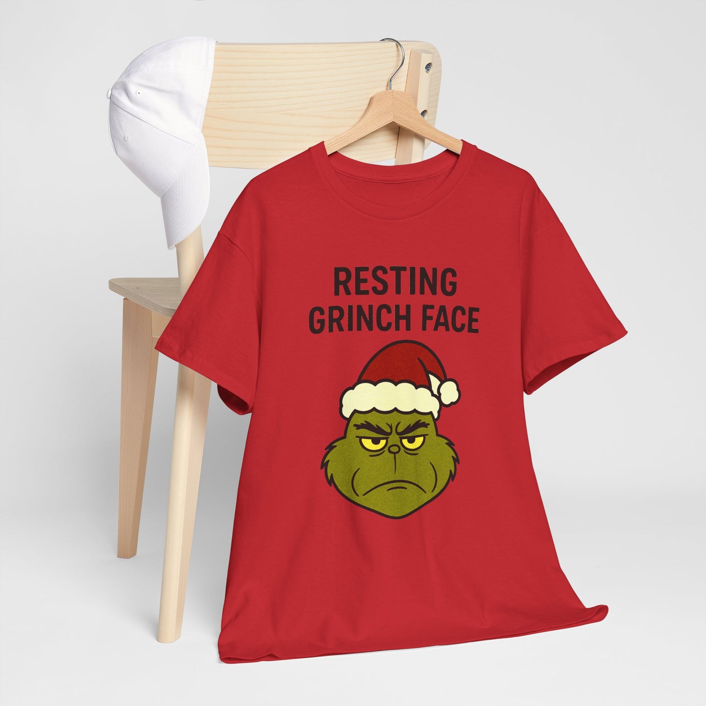 Resting Grinch Face Unisex Heavy Cotton Tee - Perfect Holiday Humor Shirt