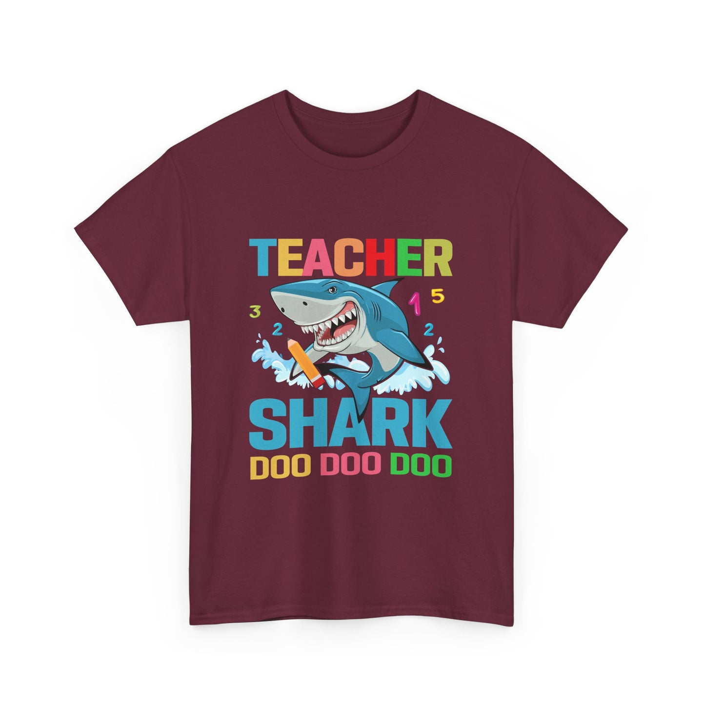 Teacher Shark Unisex Heavy Cotton Tee - Fun Gift for Educators, Back to School, Teacher Appreciation, Shark Lover, Graphic Tee