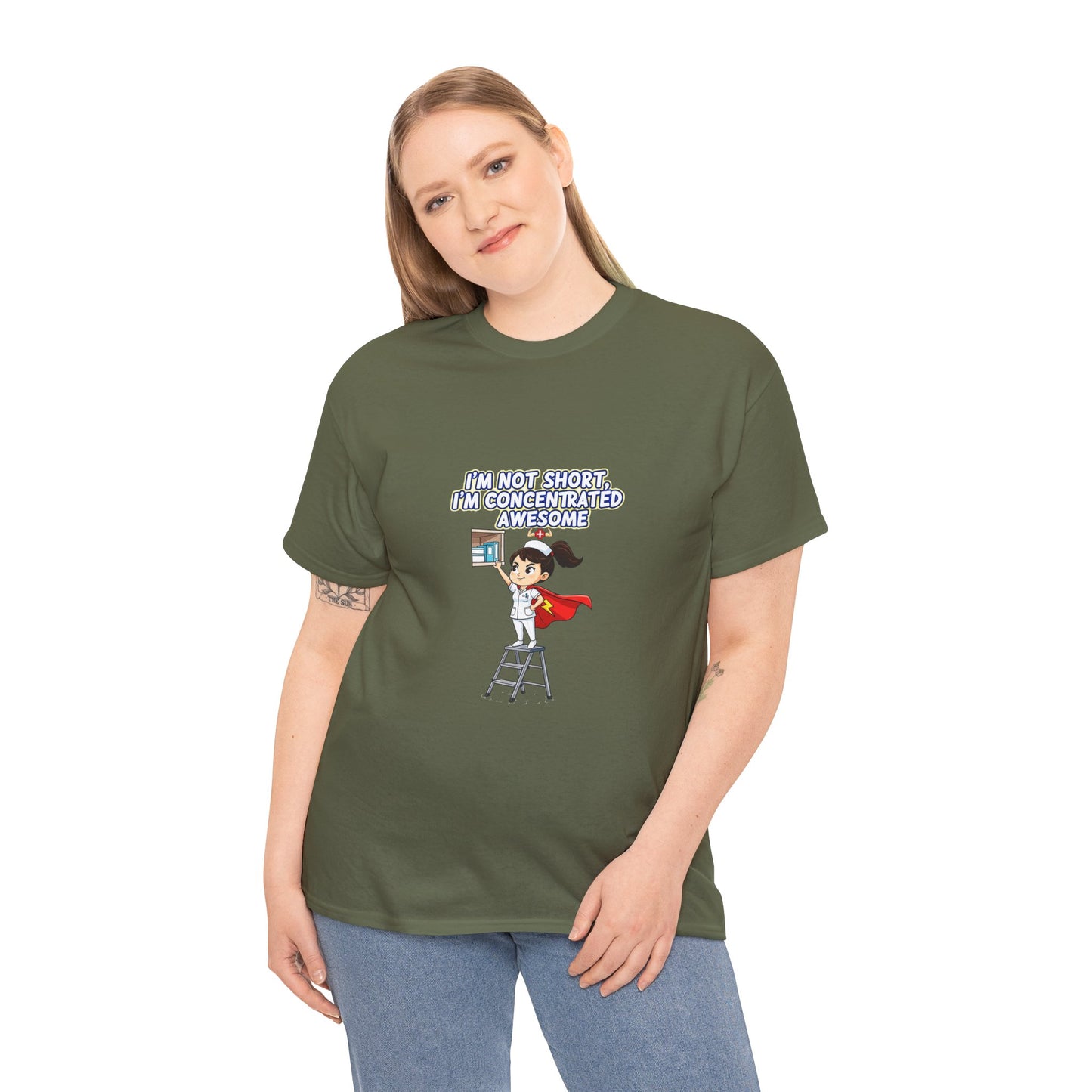 Superhero Motivation Tee - I'm Not Short, I'm Concentrated Awesome! | Unisex Heavy Cotton Shirt, Gift for Nurses, Daily Wear