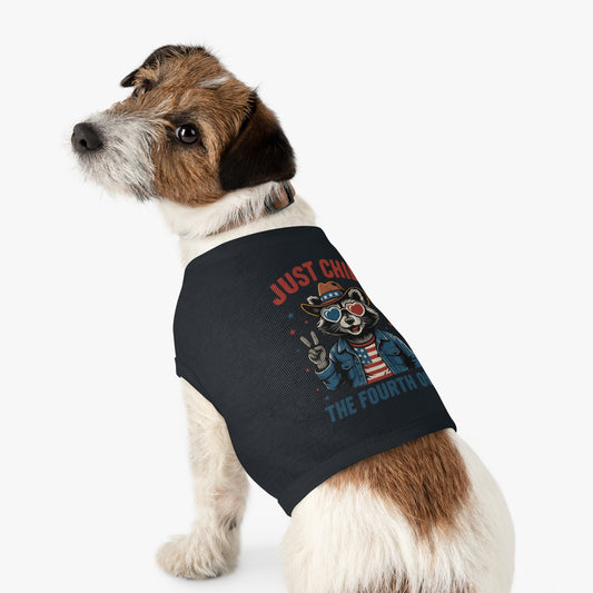 Patriotic Pet Tank Top - Just Chill Fourth of July Dog Shirt, Summer Pet Apparel, Dog Outfit, Holiday Gift for Pets