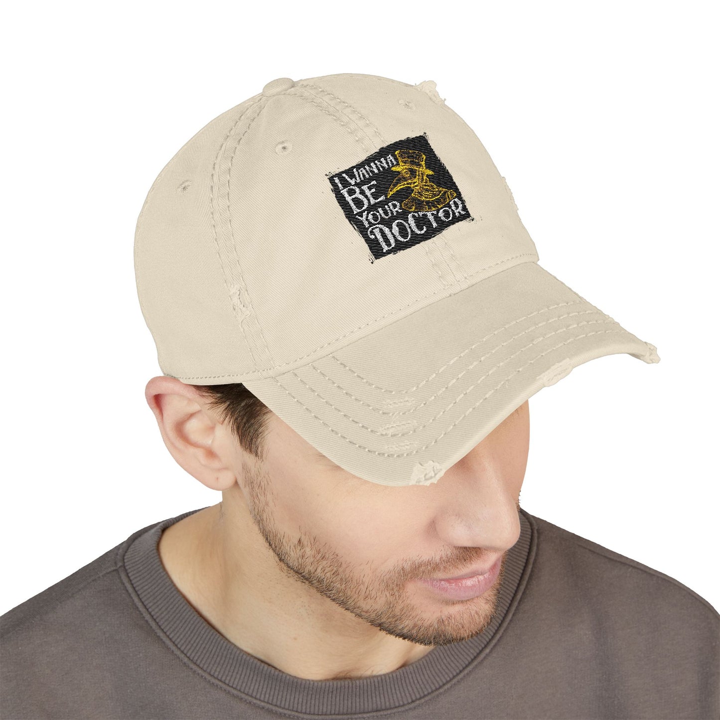 Distressed Dad Hat - I Wanna Be Your Doctor, Embroidered Cap, Gift for Graduates, Casual Style, Everyday Wear