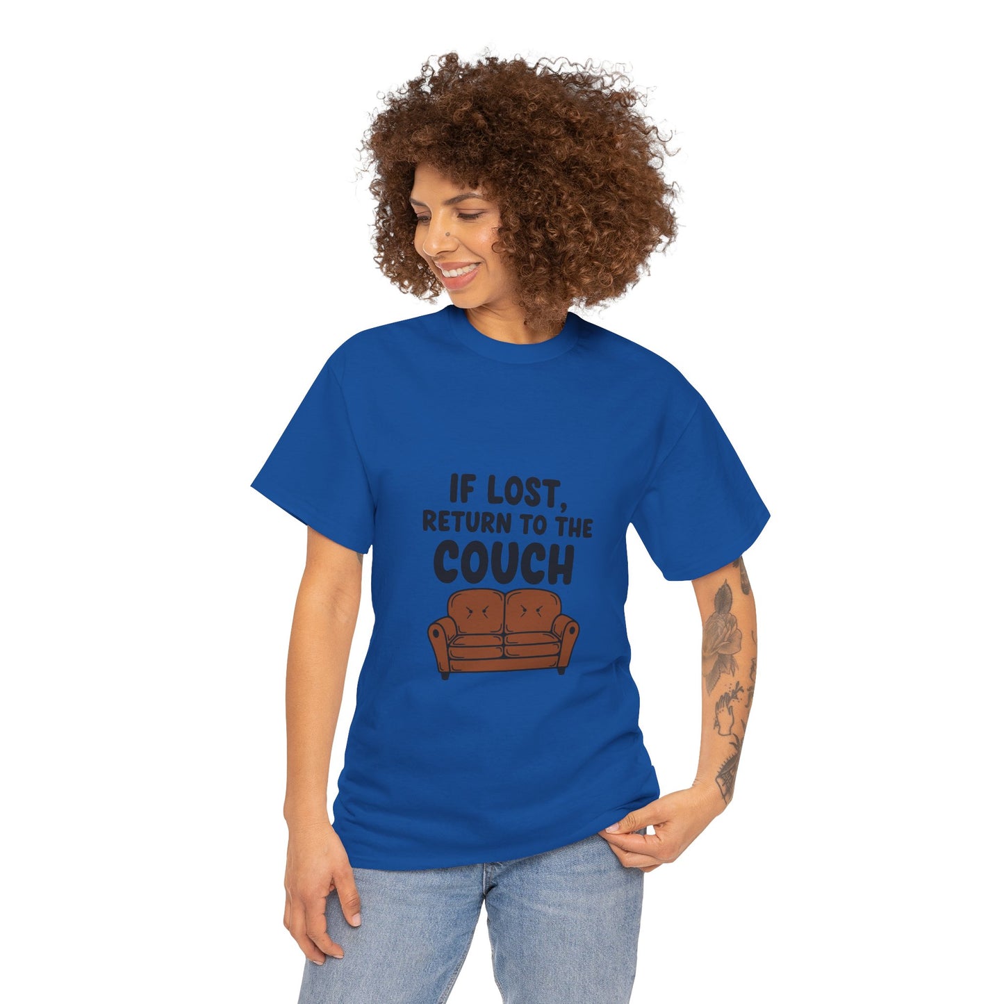 Funny Couch Tee, Unisex Heavy Cotton Tee, Comfort Shirt for Homebodies, Perfect Gift for Couch Lovers, Casual Wear, Quirky Shirt
