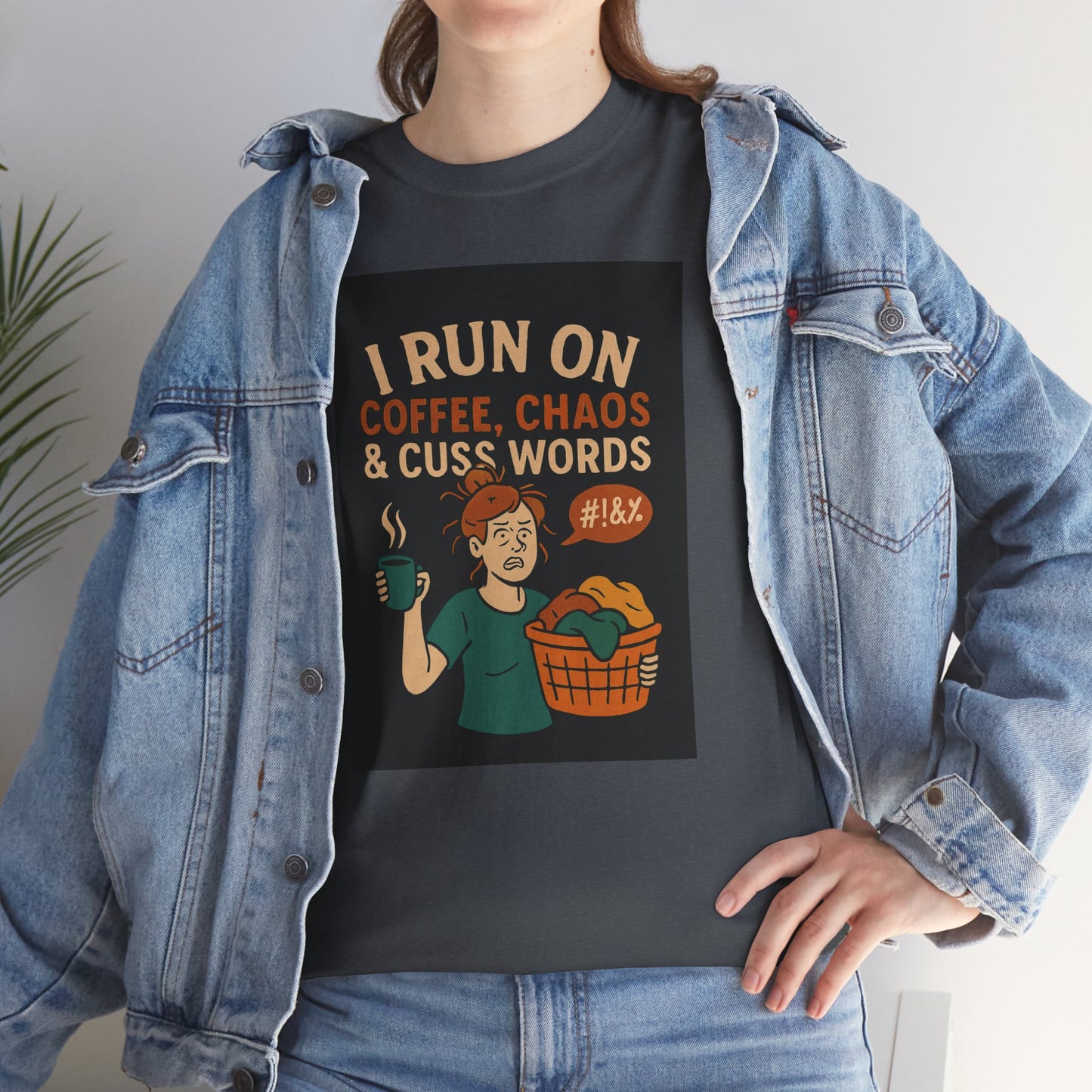 Coffee Chaos & Cuss Words Tee, Funny T-Shirt, Unisex Cotton Tee, Gift for Coffee Lovers, Casual Wear, Humor Apparel