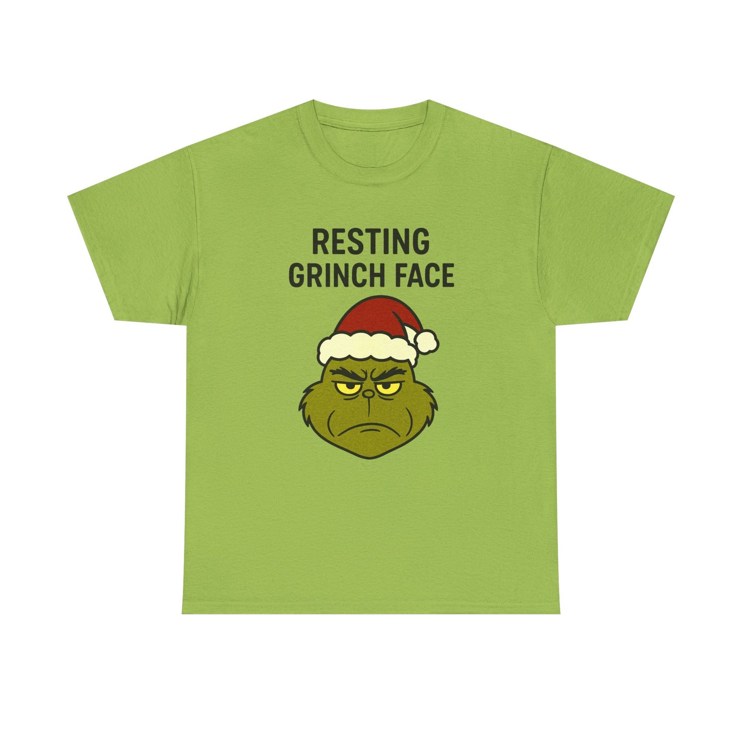 Resting Grinch Face Unisex Heavy Cotton Tee - Perfect Holiday Humor Shirt