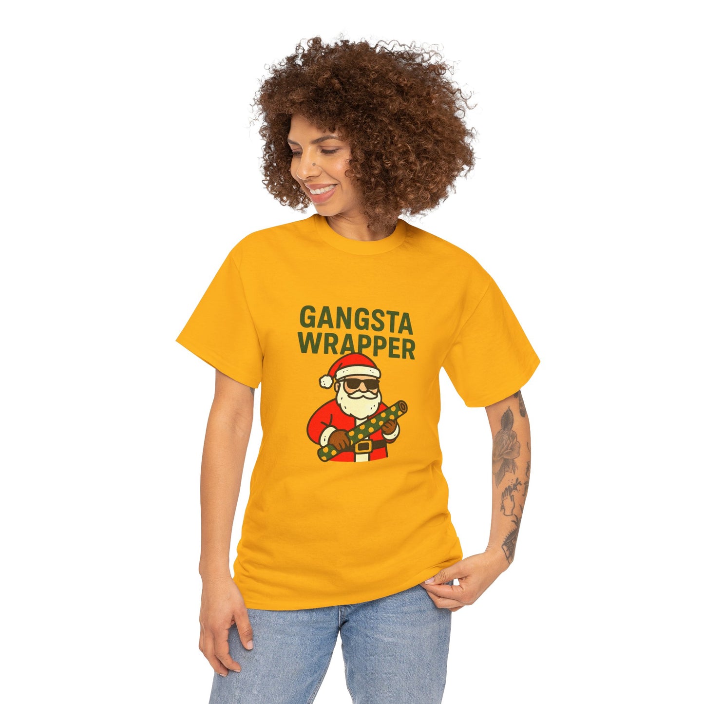 Gangsta Wrapper Unisex Cotton Tee - Fun Holiday T-Shirt for Christmas Celebrations