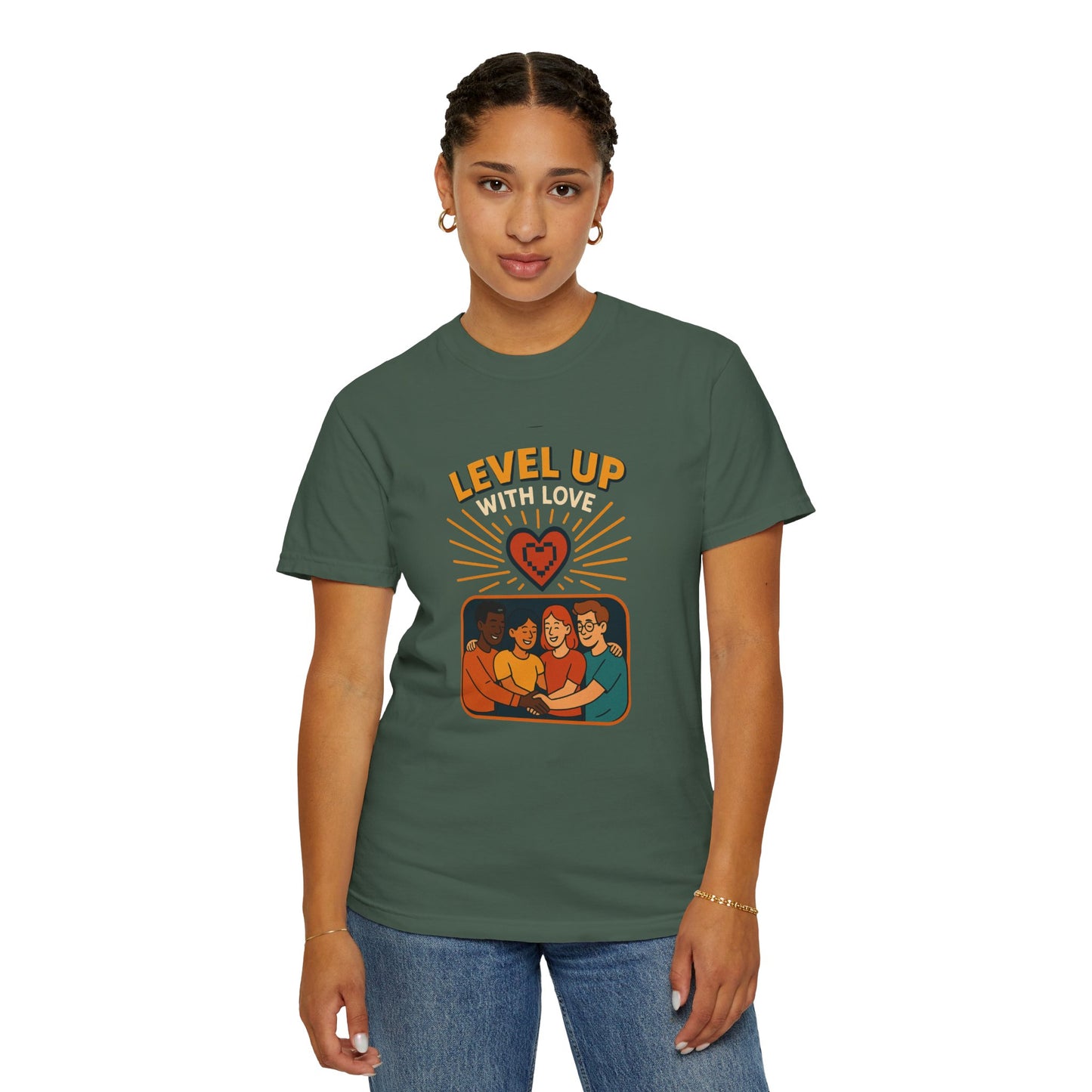 Level Up With Love T-Shirt, Vintage Style Tee, Unisex Casual Wear, Perfect Gift for Friends, Everyday Comfort Shirt