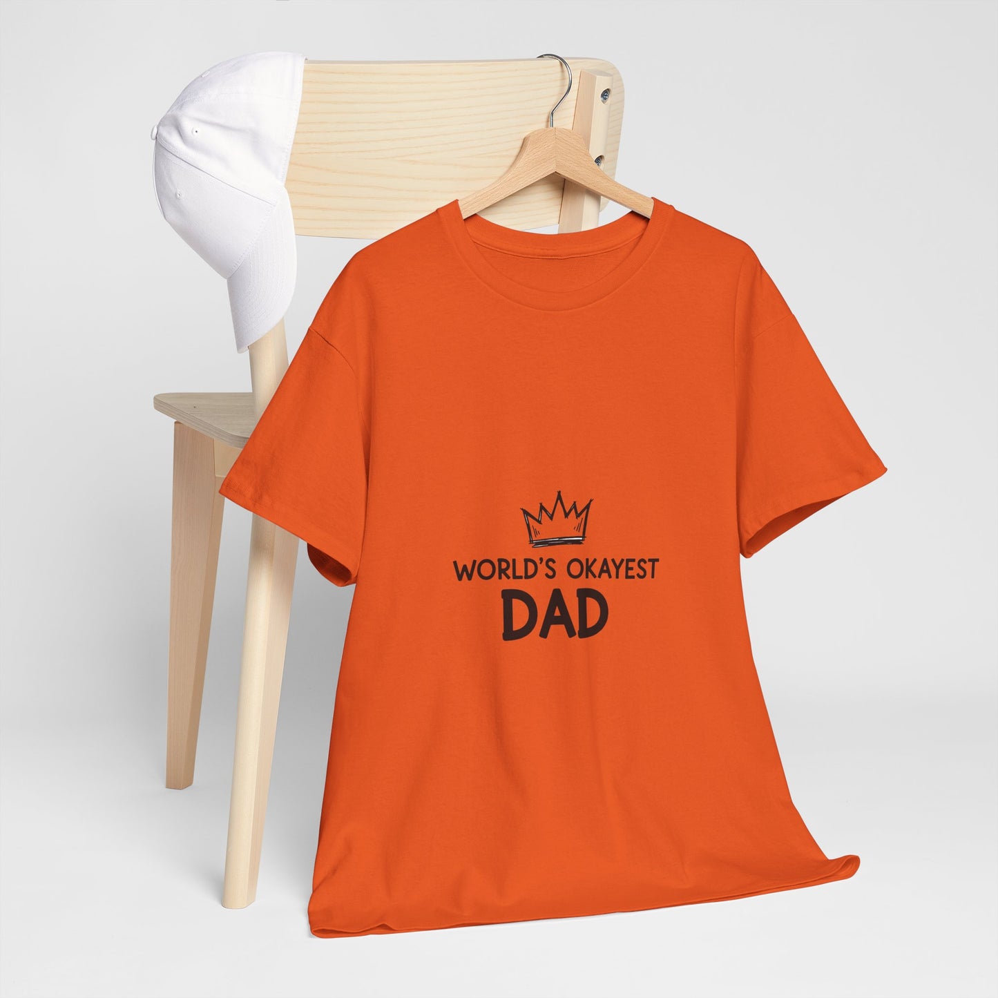 World's Okayest Dad Unisex Heavy Cotton Tee, Funny Father's Day Gift, Relaxed Fit T-Shirt, Dad Humor Shirt, Casual Everyday Wear
