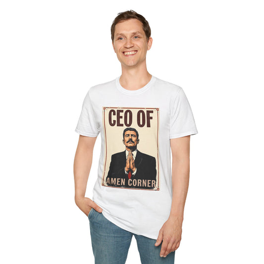 CEO of Amen Corner Unisex T-Shirt, Funny Gift for Men, Graphic Tee, Casual Wear, Unique Humor Shirt