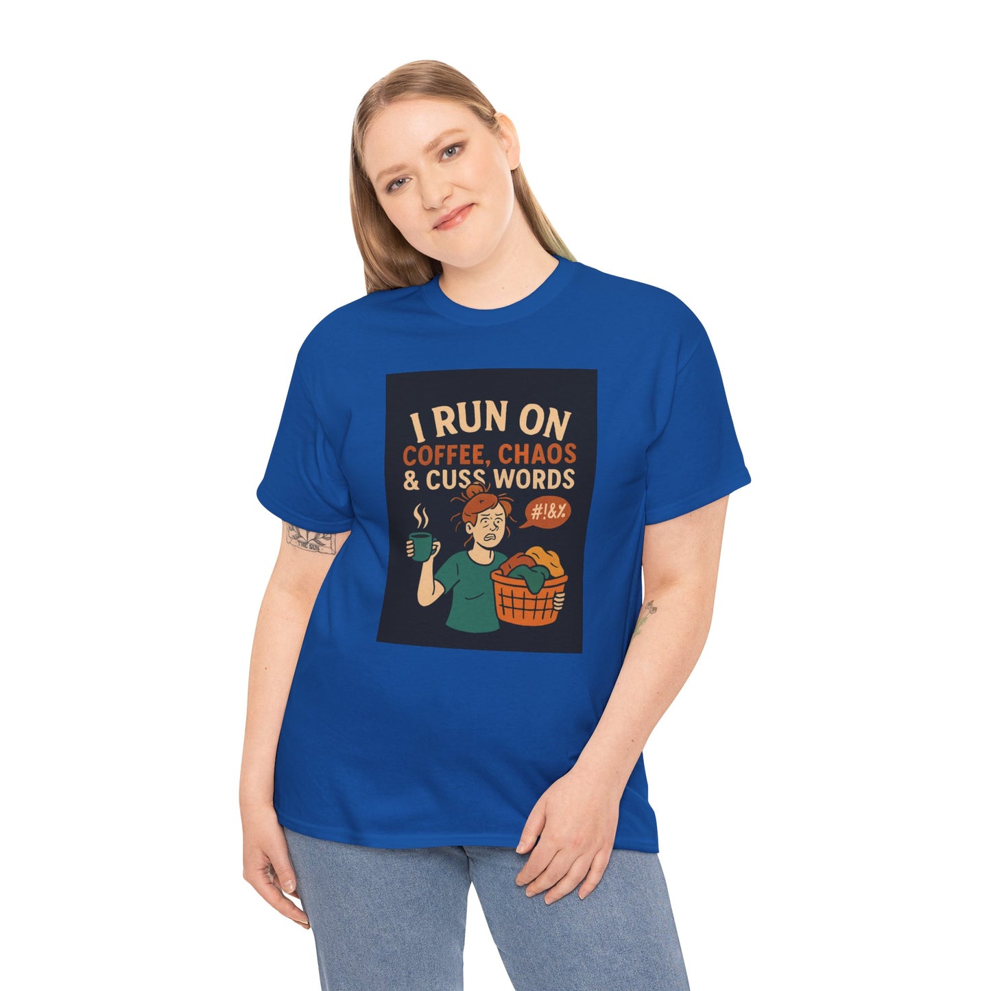 Coffee Chaos & Cuss Words Tee, Funny T-Shirt, Unisex Cotton Tee, Gift for Coffee Lovers, Casual Wear, Humor Apparel