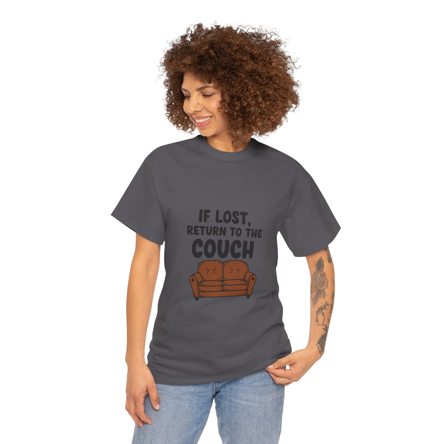 Funny Couch Tee, Unisex Heavy Cotton Tee, Comfort Shirt for Homebodies, Perfect Gift for Couch Lovers, Casual Wear, Quirky Shirt