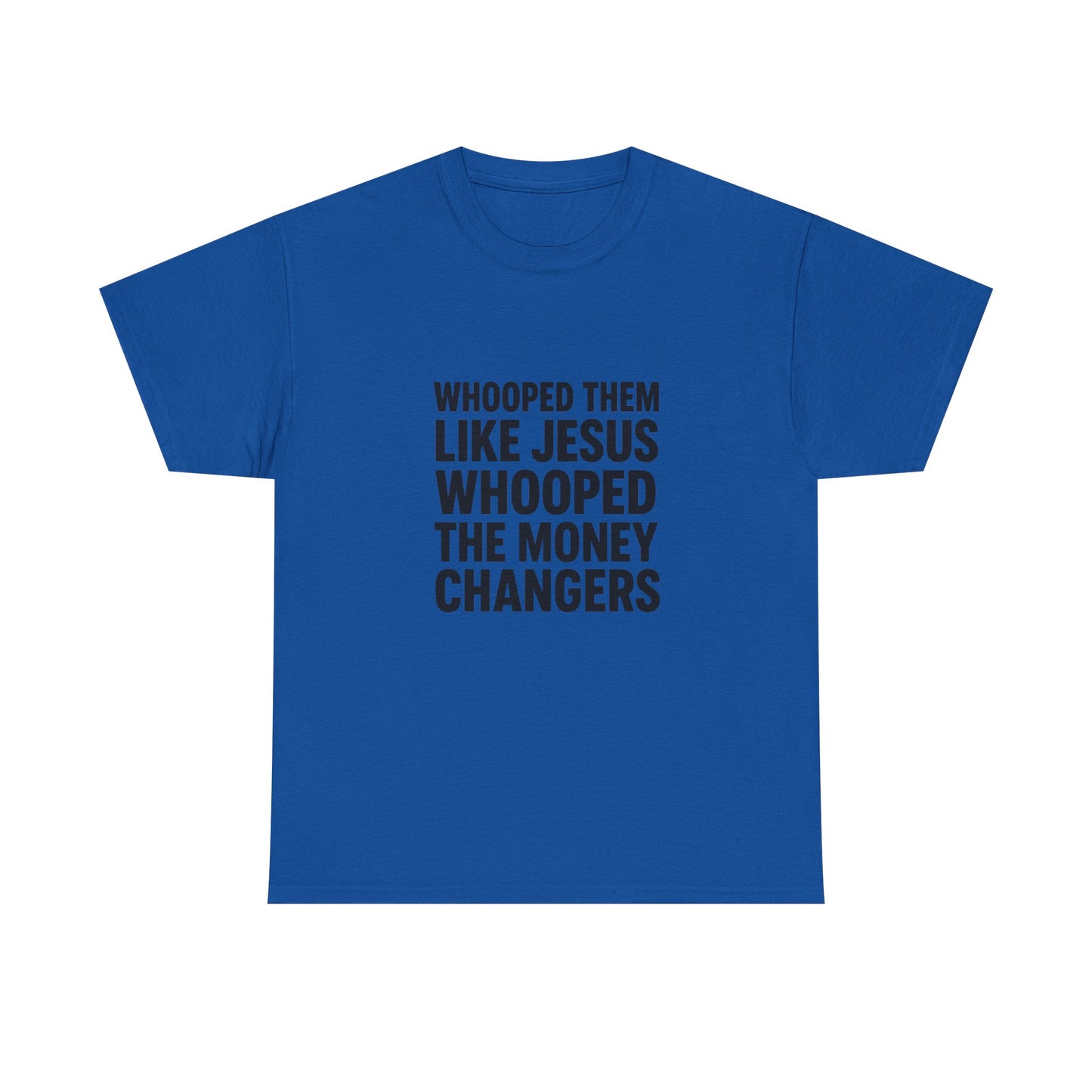 Biblical Humor Tee: Whooped Them Like Jesus - Funny Unisex Cotton T-Shirt for Bible Lovers, Gifts, Easter, Church Events, Casual Wear
