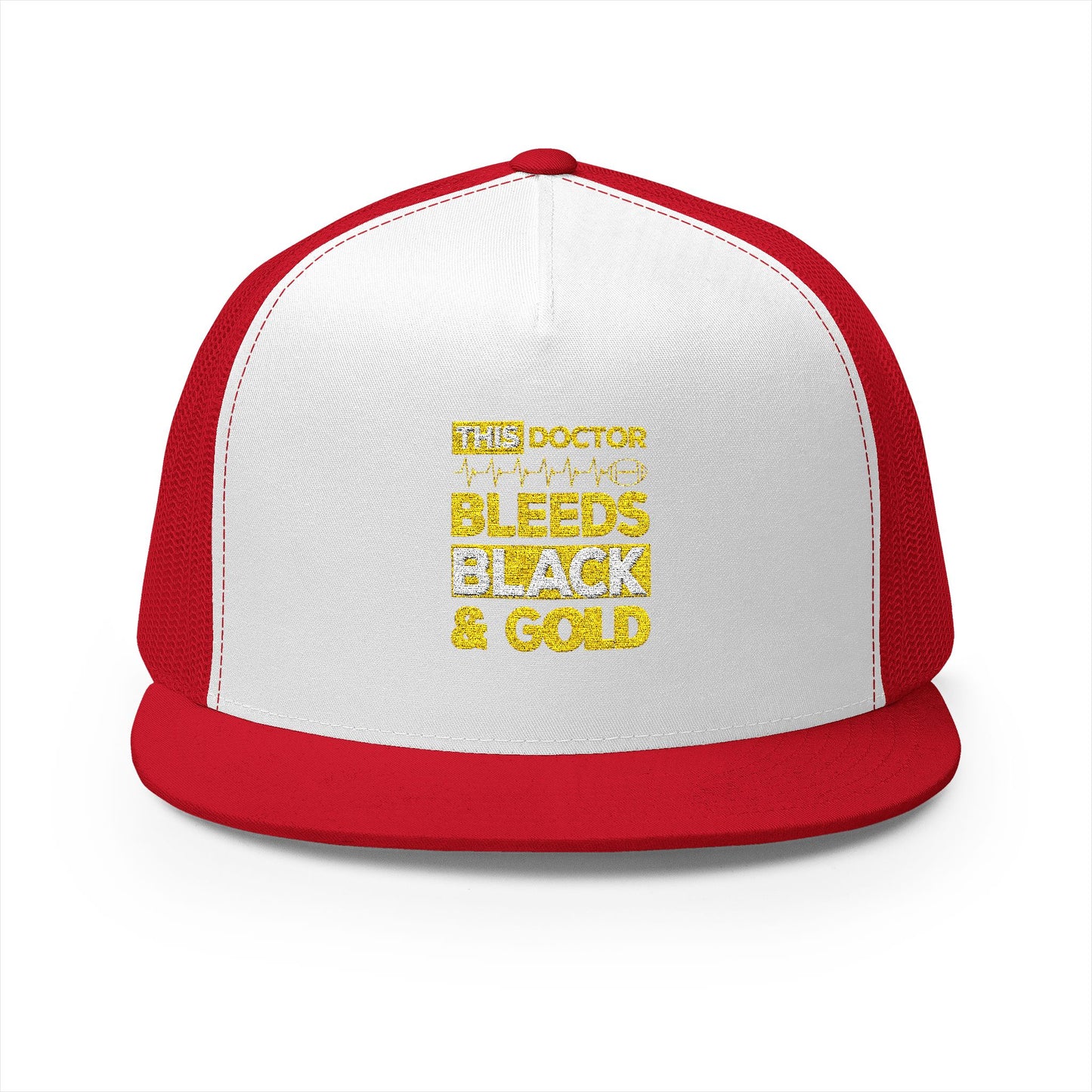 Stylish 5 Panel Trucker Cap - 'Doctor Bleeds Black & Gold' Embroidered Hat, Sports Cap, Gift for Medical Professionals, Adjustable [...]