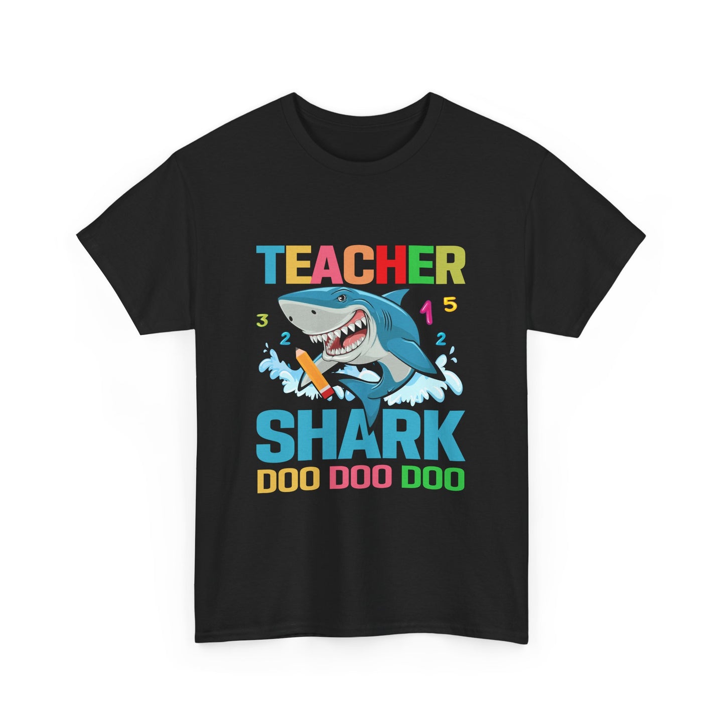 Teacher Shark Unisex Heavy Cotton Tee - Fun Gift for Educators, Back to School, Teacher Appreciation, Shark Lover, Graphic Tee