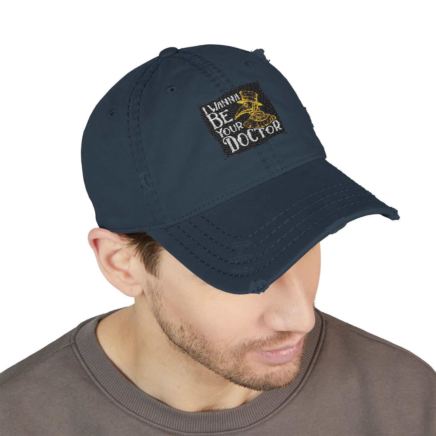 Distressed Dad Hat - I Wanna Be Your Doctor, Embroidered Cap, Gift for Graduates, Casual Style, Everyday Wear