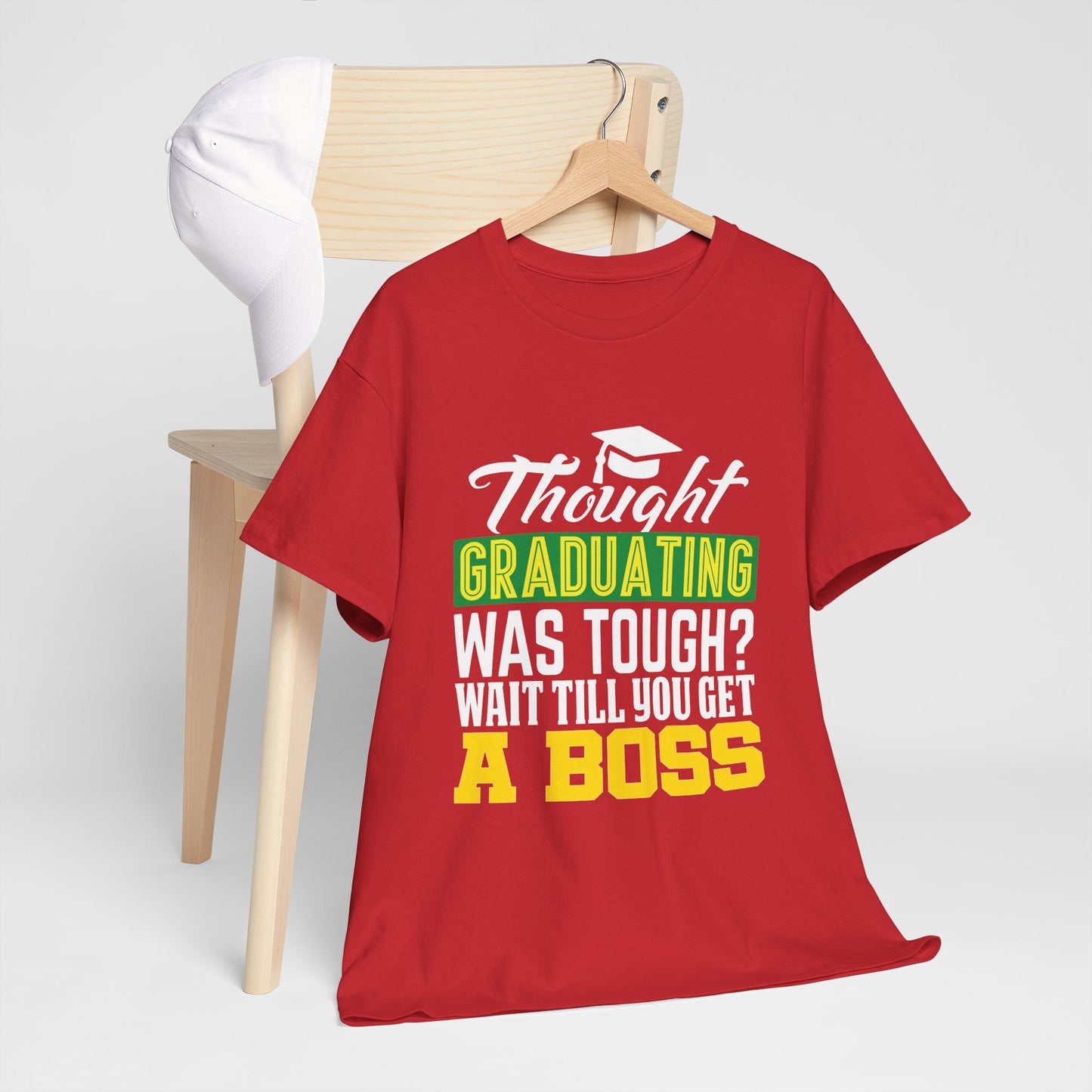 Humorous Graduation Tee - Perfect Gift for Graduates and Bosses, Funny College T-Shirt, Unisex Heavy Cotton, Graduation Celebration, [...]